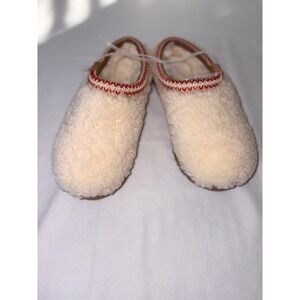 UGG Tasman Slipper Cream fur shearling Red Braid mules shoes Womens 7 new